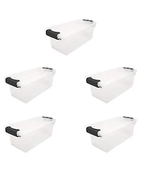 Homz 7.5 Qt Clear Storage Organizing Container Bin with Latching Lids, (5 Pack)
