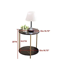 Kings Brand Furniture Lily Side Round Table with Sleek Round Metal Tube