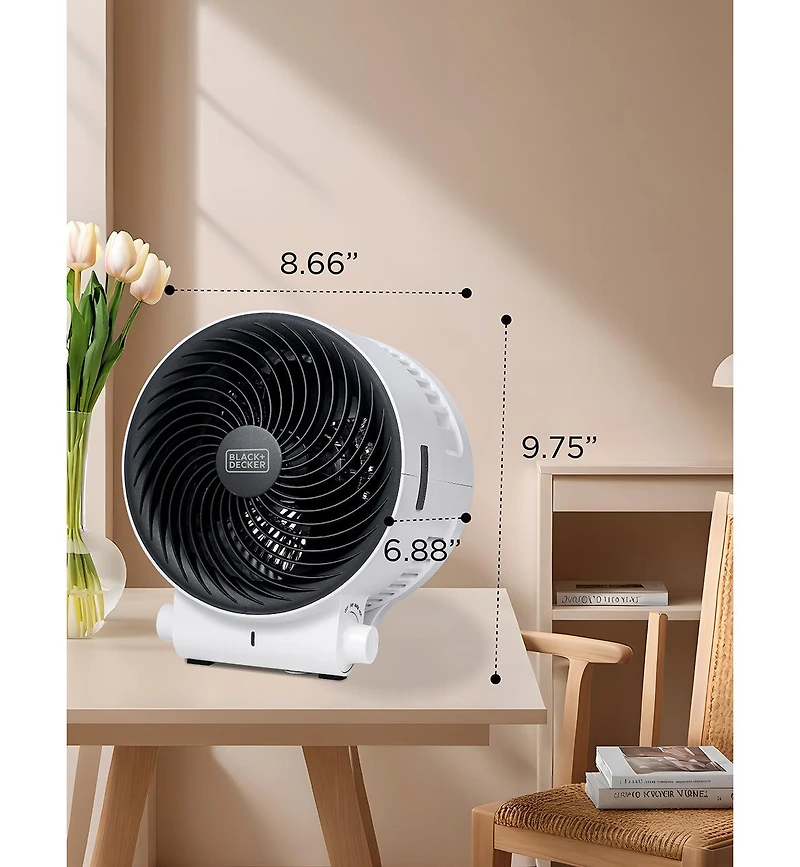 Black+Decker Dual Function Desktop Heater & Fan, 3 Settings, 750W/1500W Space Heate, White