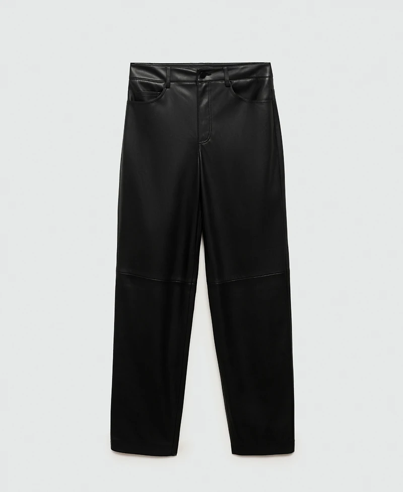 Mango Women's Leather-Effect Straight Trousers