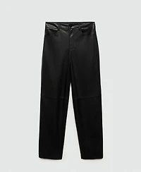 Mango Women's Leather-Effect Straight Trousers