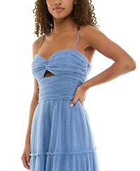 B Darlin Juniors' Sweetheart-Neck Glitter Tiered Dress