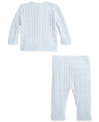 Polo Ralph Lauren Baby Boys Cotton Cable-Knit Cardigan & Pants Set