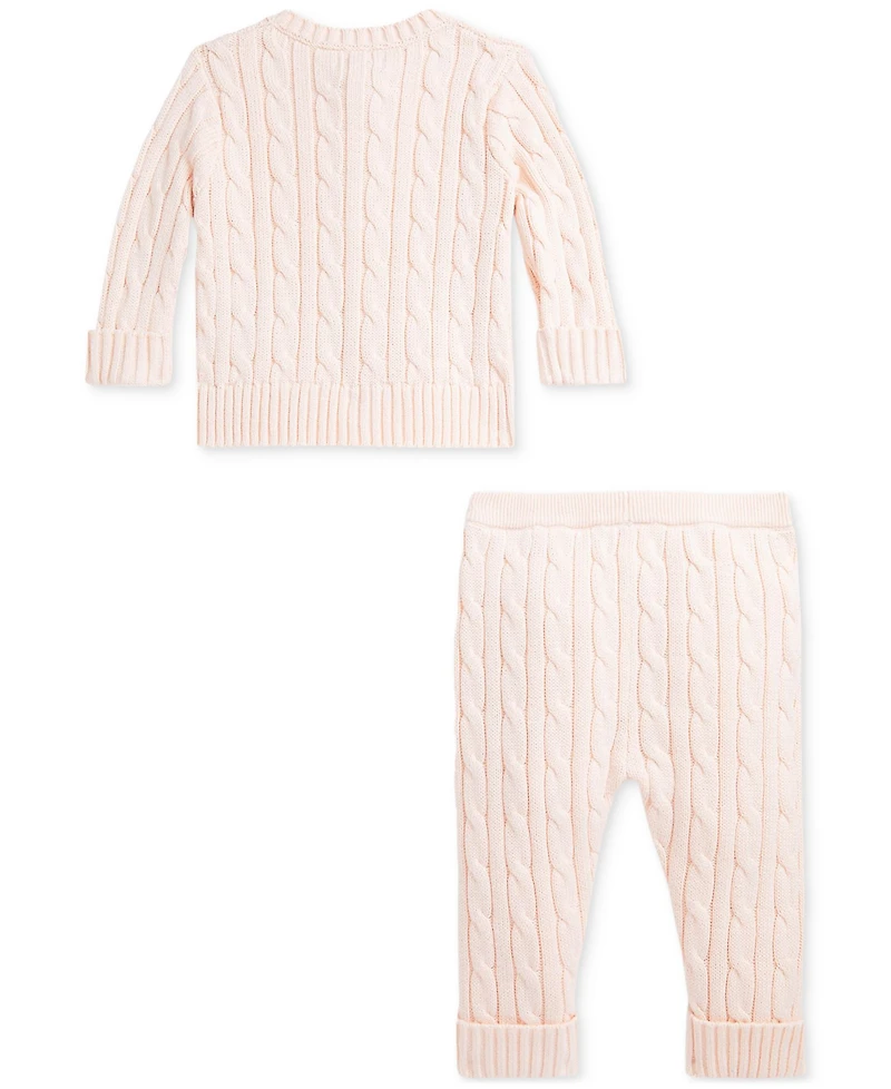 Polo Ralph Lauren Baby Boys Cotton Cable-Knit Cardigan & Pants Set