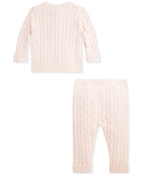 Polo Ralph Lauren Baby Boys Cotton Cable-Knit Cardigan & Pants Set