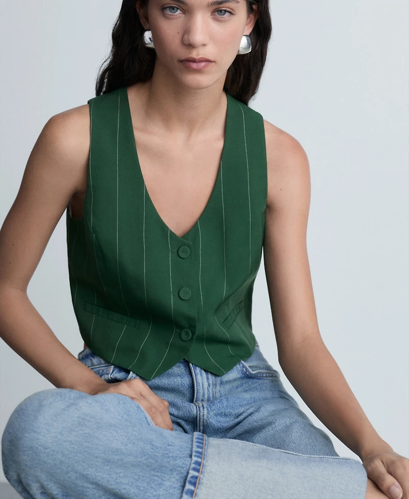 Mango Women's Pinstriped Suit Vest