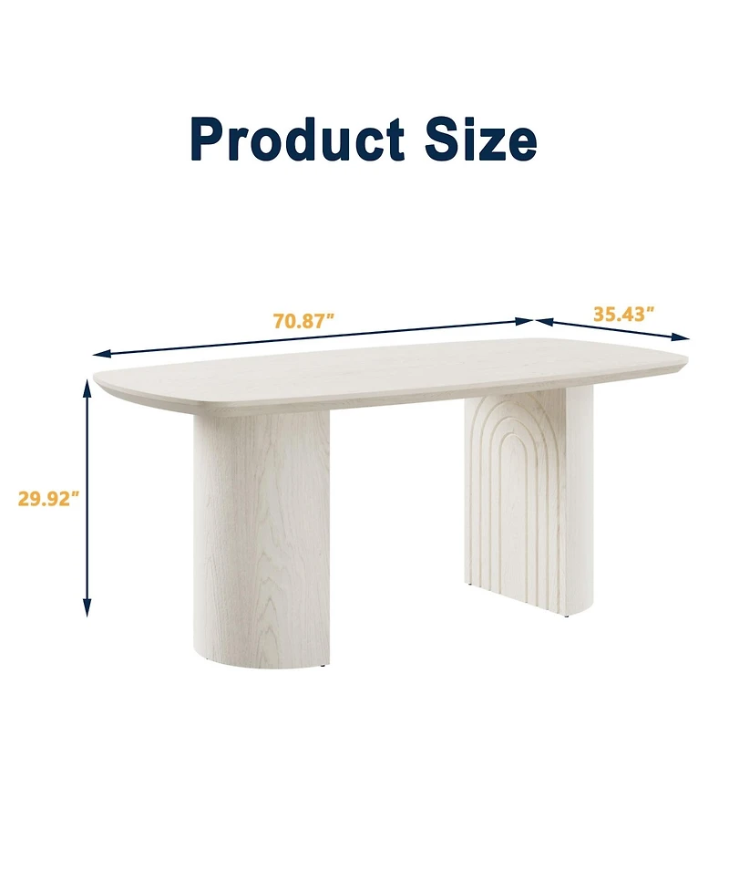 Boyel Living 70.8” Solid Wood Dining Table