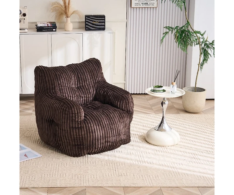 Soft Corduroy Bean Bag Chair with Memory Foam Filling for Living Room-The Pop Home