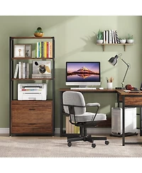 Tribesigns Bookcase, 4-Tier Bookshelf with 2 Drawers
