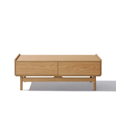 LuxenHome Summer Oak Engineered Wood Coffee Table with Storage