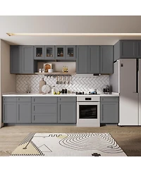 Lovmor Kitchen Sink Base Cabinet, Unassembled Cabinet with Adjustable Shelves without Top