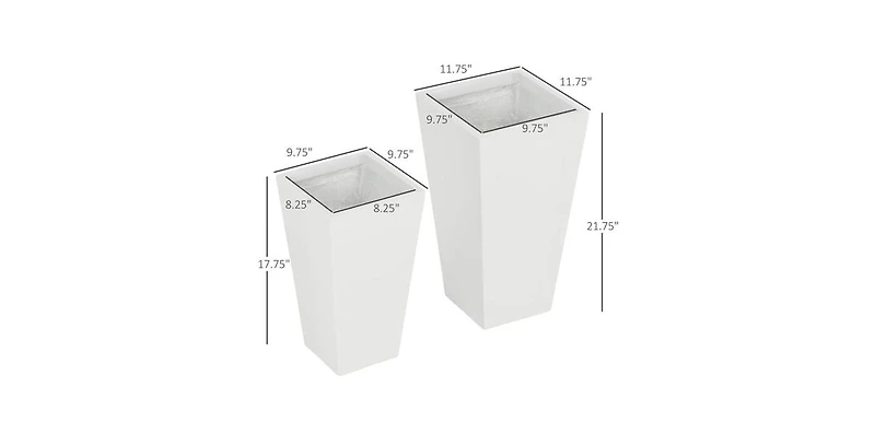 Slickblue Set of 2 Modern Lightweight Outdoor Patio Flower Pot Tall Planter Box