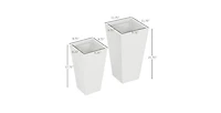 Slickblue Set of 2 Modern Lightweight Outdoor Patio Flower Pot Tall Planter Box
