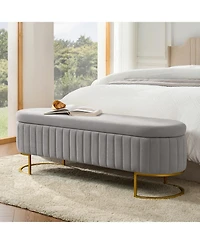 Raquel Storage Bench with Metal Legs and Channel Tufted