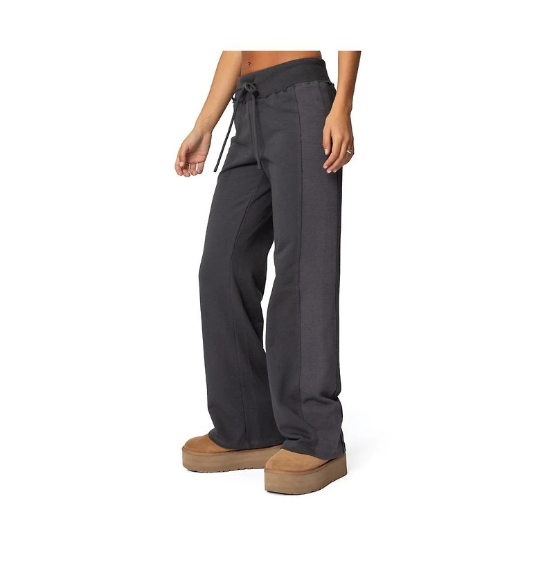 Edikted Womens Chandler Waffle Sweatpants