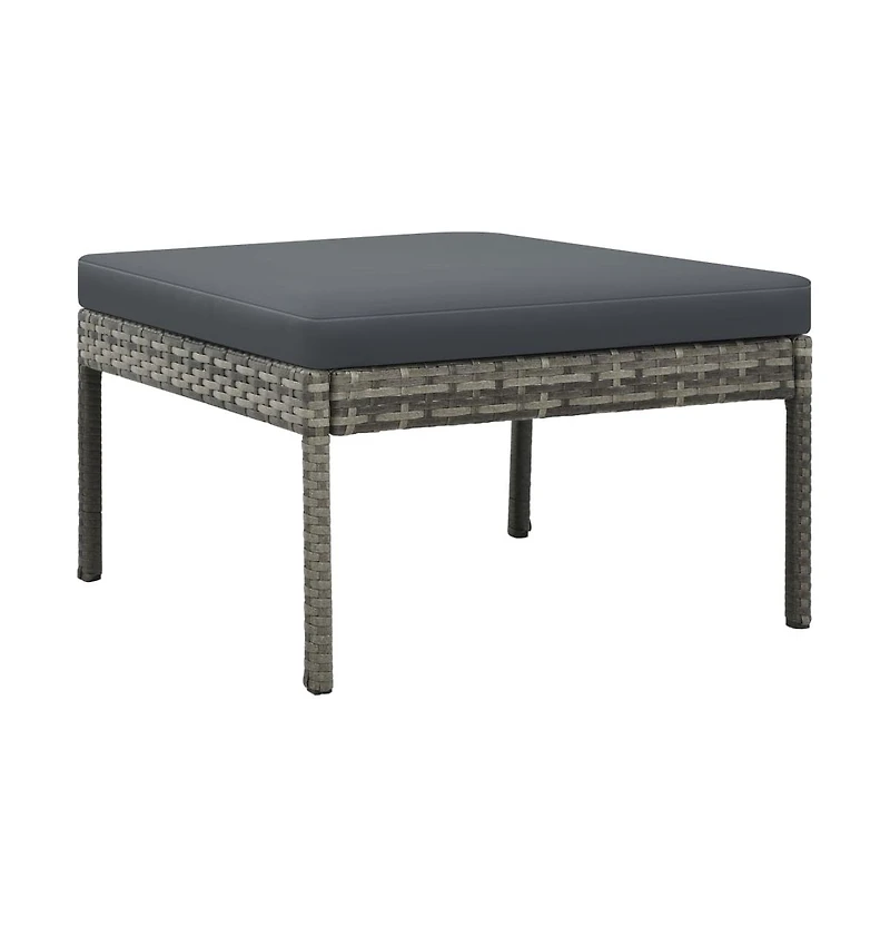vidaXL 3 Piece Patio Lounge Set with Cushions Poly Rattan Gray
