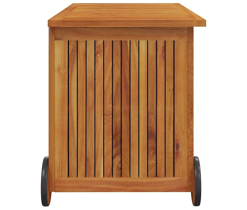 vidaXL Patio Storage Box with Wheels 35.4"x19.7"x22.8" Solid Wood Acacia