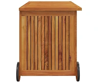 vidaXL Patio Storage Box with Wheels 35.4"x19.7"x22.8" Solid Wood Acacia
