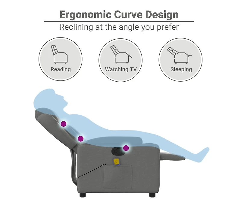 Massage Recliner Chair Dark Gray Fabric