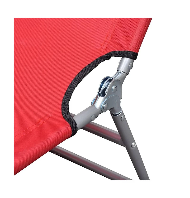 vidaXL Folding Sun Lounger with Head Cushion Powder-coated Steel Red