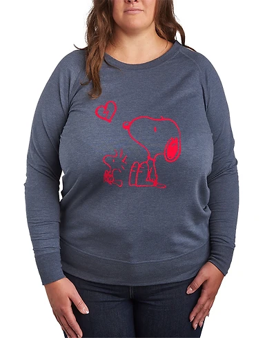 Hybrid Apparel Plus Peanuts Valentines Day Broken Heart Graphic Crew Neck Top