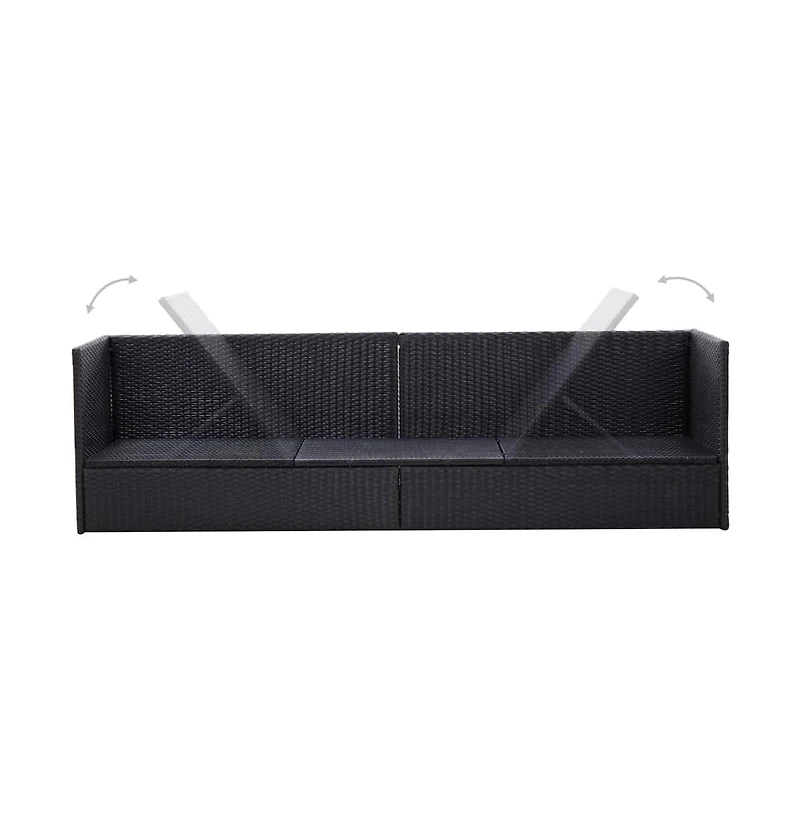 vidaXL Patio Bed with Cushion and Pillow Poly Rattan Black