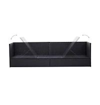 vidaXL Patio Bed with Cushion and Pillow Poly Rattan Black
