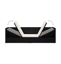 vidaXL Patio Bed with Cushion & Pillows Poly Rattan Black