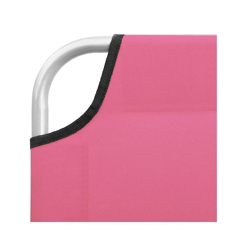 vidaXL Folding Sun Lounger Steel and Fabric Pink