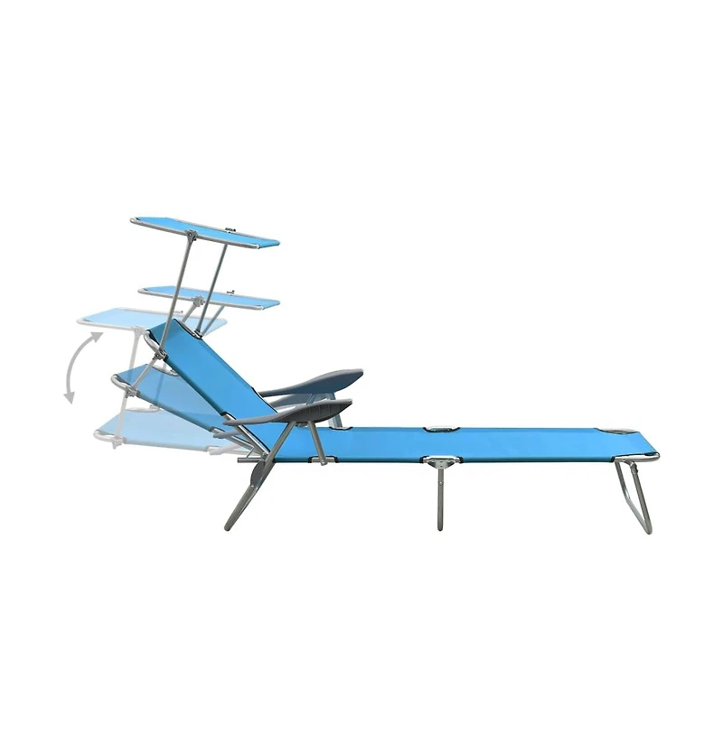 vidaXL Sun Lounger with Canopy Steel Blue