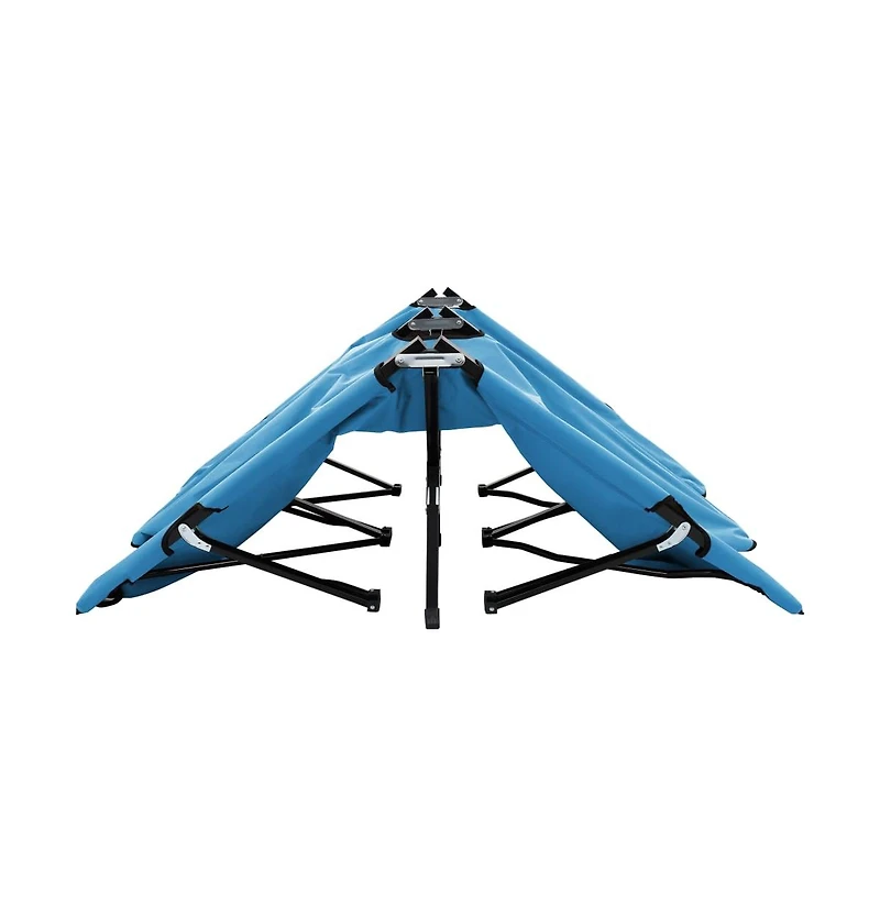 vidaXL Two Person Folding Sun Lounger Blue Steel