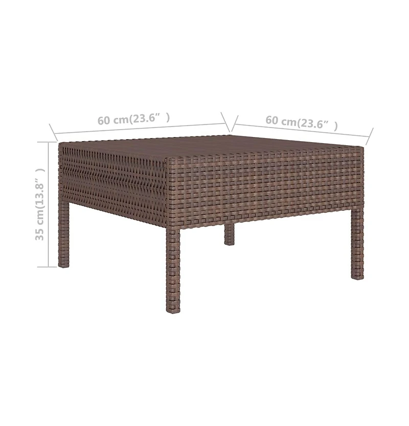 vidaXL 3 Piece Patio Lounge Set with Cushions Poly Rattan Brown