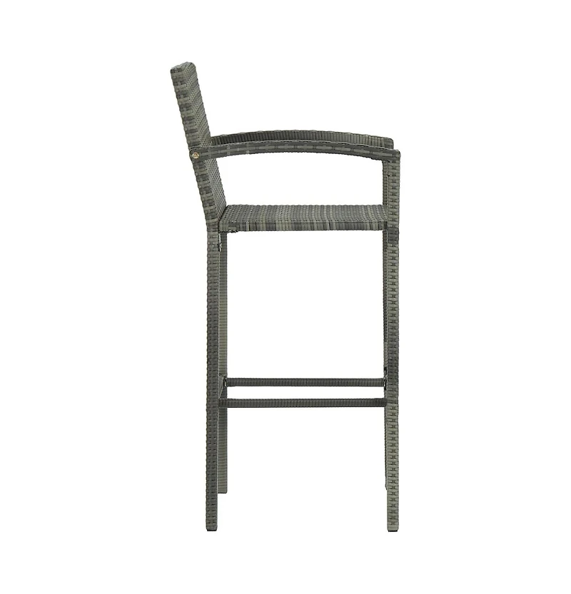 vidaXL Bar Stools 4 pcs Gray Poly Rattan