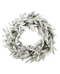 Seasonal 24" Royal Oaks Flocked Fir Wreath, 40 Warm Led Lights
