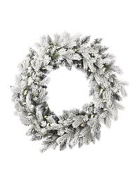 Seasonal 24" Shadow Woods Flocked Spruce Wreath, 30 Warm Led Lights