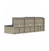 vidaXL 4 Piece Patio Lounge Set with Cushions Gray Poly Rattan