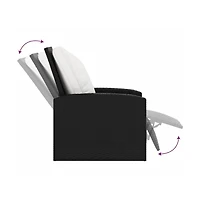 Patio Reclining Chair with Cushions Black Poly Rattan
