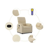 vidaXL Massage Recliner Chair Cream Fabric