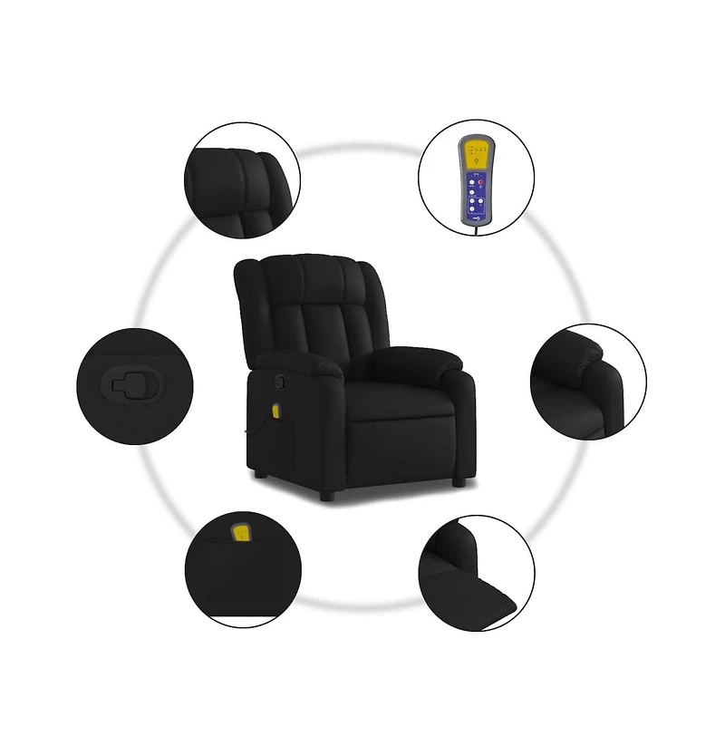Massage Recliner Chair Black Faux Leather