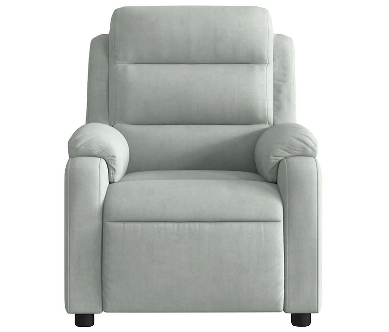Massage Recliner Chair Light Gray Velvet