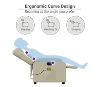 Massage Recliner Chair Cream Faux Leather