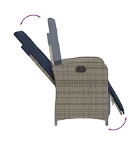 vidaXL Reclining Patio Chairs 2 pcs with Footrest Gray Poly Rattan