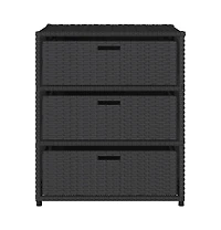 vidaXL Patio Storage Cabinet Black 21.7"x23.2"x27.2" Poly Rattan