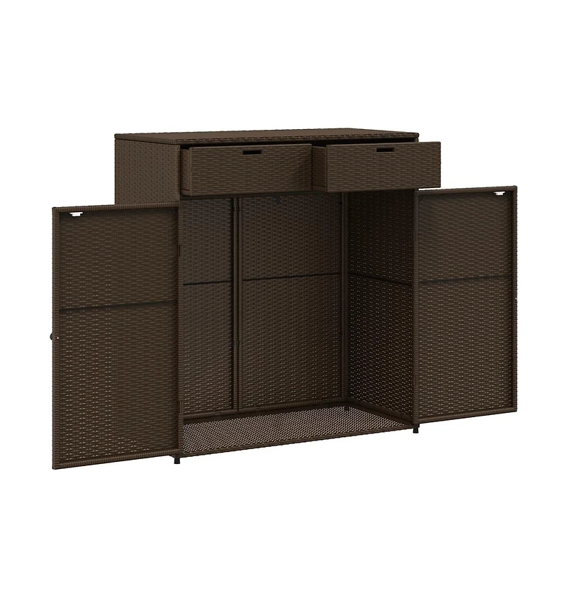 vidaXL Patio Storage Cabinet Brown 41.3"x21.7"x44.5" Poly Rattan