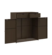 vidaXL Patio Storage Cabinet Brown 41.3"x21.7"x44.5" Poly Rattan