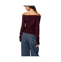 Edikted Womens Elona Off Shoulder Knit Top