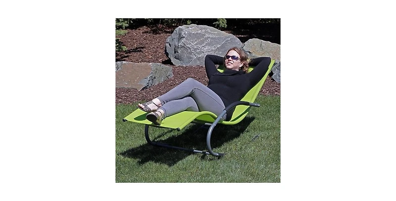 Slickblue Modern Rocking Chaise Lounger Patio Chair with Pillow for Outdoor Relaxation