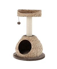 Gymax 28'' Hand-Made Cat Tree Tower Natural Bowl Shaped w/Perch