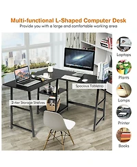Gouun L-Shaped Corner Computer Desk with Spacious Desktop and Storage Shelves