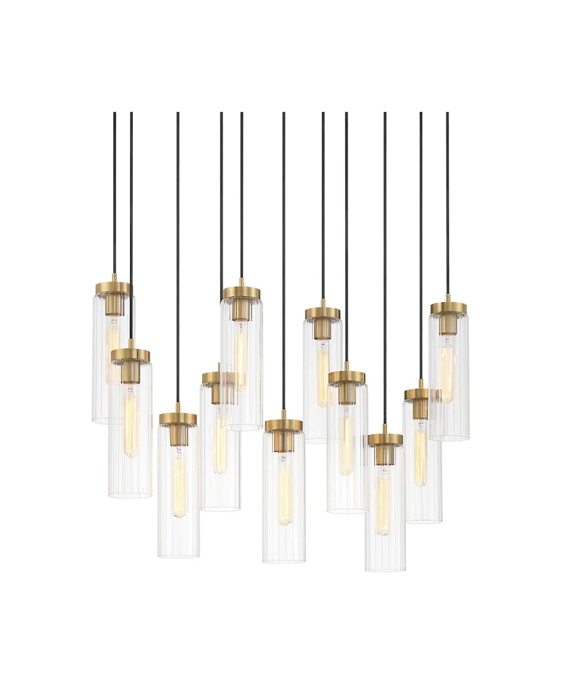 Possini Euro Design Marika 32" Modern Pendant Chandelier Ceiling Light Fixture Dining Room Over Table Kitchen Island Multi-Light Soft Gold Finish